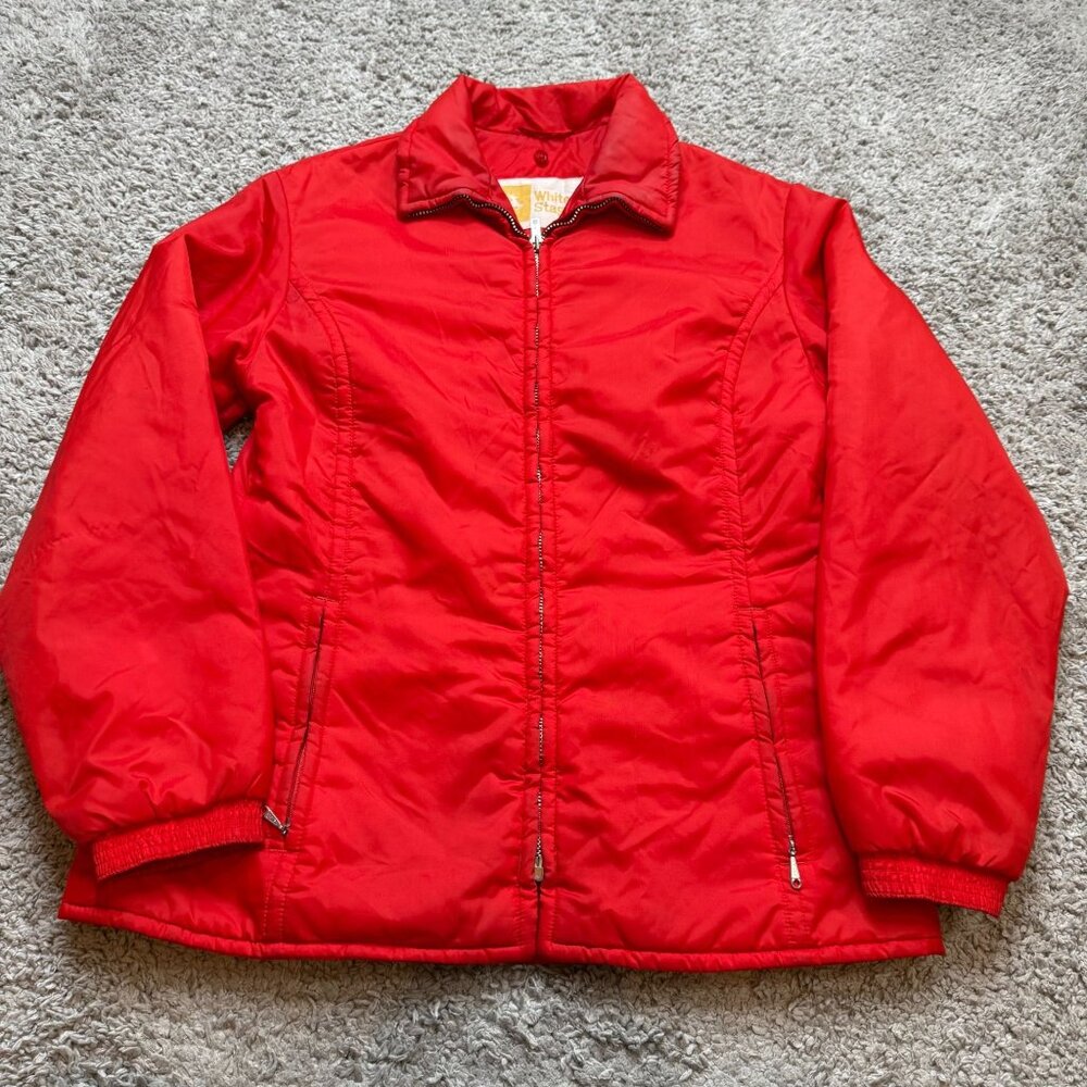 Vintage 70s 80s White Stag Red Nylon Retro Full Zip Jacket SM/Med?